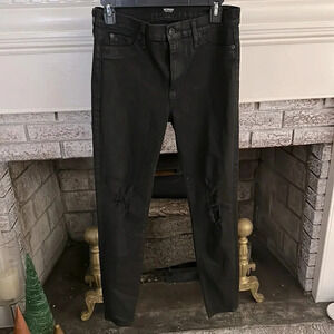 Hudson black coated skinny jeans size 28 with distressed knees